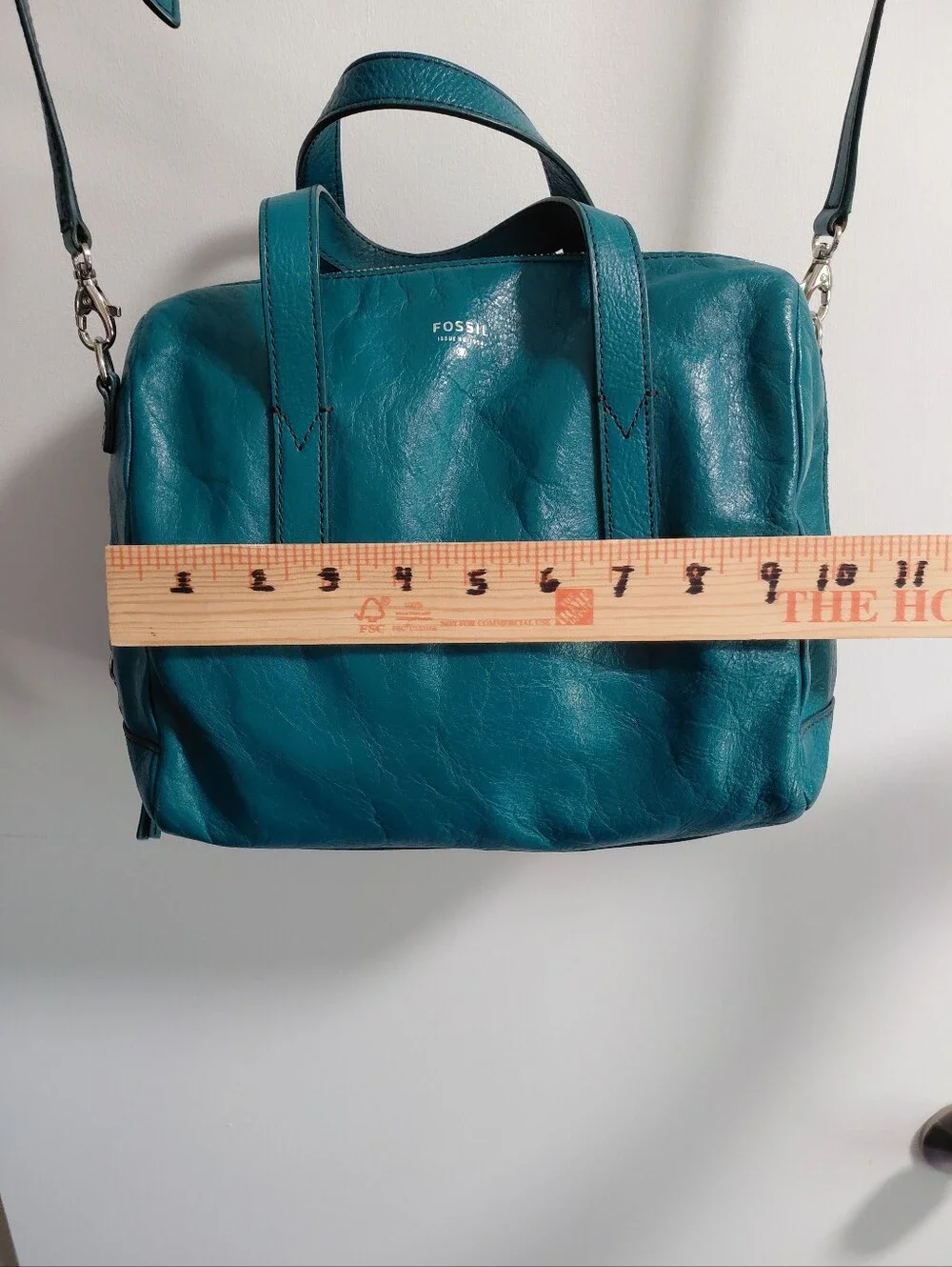 Fossil Teal Leather Satchel Bag Purse With Removable Strap